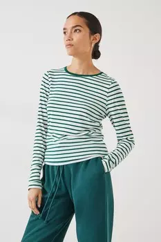 Футболка Anna с круглым вырезом и полосатым узором Hush, зеленый