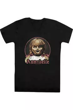 Футболка Annabelle Annabelle Portrait с коротким рукавом и V-образным вырезом для взрослых из хлопка премиум-класса Gildan, черный