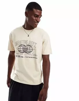 Футболка Another Influence с графическим принтом кислотной стирки в коричневом цвете