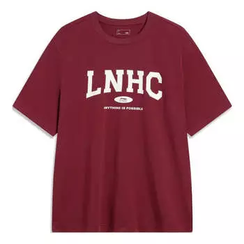 Футболка anything is possible logo t-shirt 'burgundy white' Li-Ning, бургундия