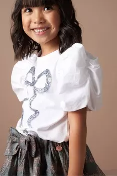 Футболка Aofie со стразами и бантом Angel & Rocket, белый