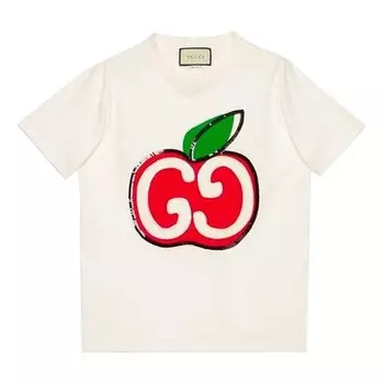 Футболка apple double g printing female white Gucci, белый