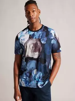 Футболка Aristo с короткими рукавами и цветочным принтом по всей поверхности Ted Baker, синий/мульти