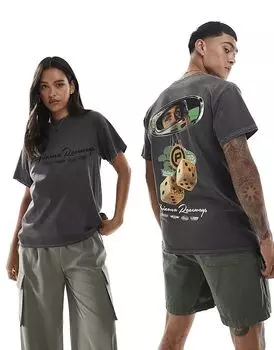 Футболка Arizona с зеркальным принтом спереди и сзади, стираная, угольного цвета PRNT