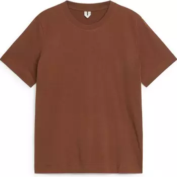 Футболка Arket Round Neckline, темно-коричневый