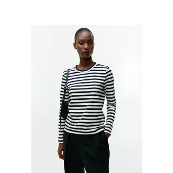 Футболка Arket с длинными рукавами и круглым вырезом, темно-синий / белый