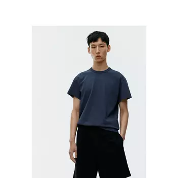 Футболка Arket с круглым вырезом и короткими рукавами, темно-синий