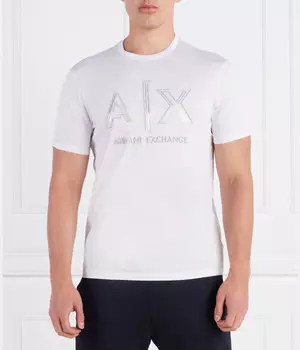 Футболка Armani Exchange с логотипом, белый / серебряный