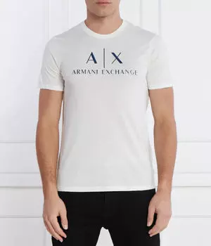 Футболка Armani Exchange с логотипом, белый / синий