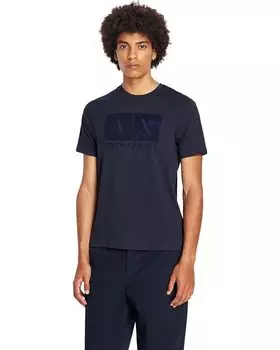 Футболка Armani Exchange Textured Silk Screen Box Logo, темно-синий