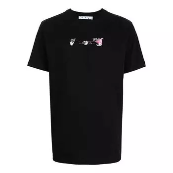 Футболка arrow pattern round neck tee 'black white pink' Off-White, черный