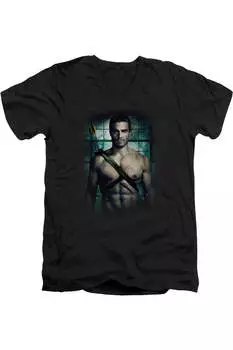 Футболка Arrow Shirtless с коротким рукавом и V-образным вырезом для взрослых из премиального хлопка Gildan, черный