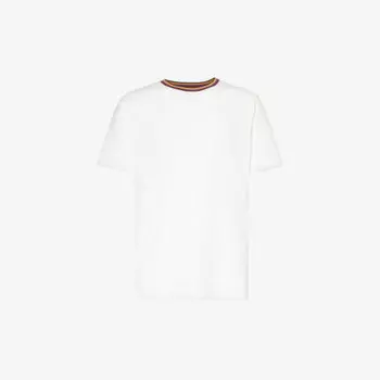 Футболка Artist Stripe из органического хлопкового джерси с воротником в рубчик Paul Smith, белый