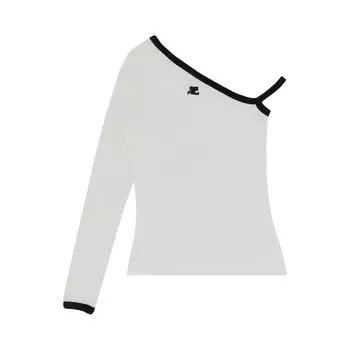 Футболка асимметричного кроя с одним рукавом Courrges Heritage White/Black
