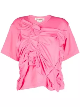 Футболка асимметричного кроя со сборками Comme Des Garons, розовый