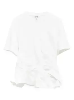 Футболка асимметричного кроя со складками LOEWE, белый