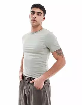 Футболка ASOS DESIGN Essential Muscle Fit цвета хаки
