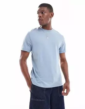 Футболка ASOS DESIGN Essential с круглым вырезом и закатанными рукавами синего цвета