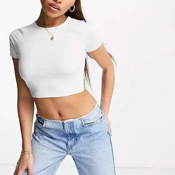 Футболка Asos Design Fitted Crop, белый