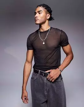 Футболка ASOS DESIGN muscle fit из черной сетки