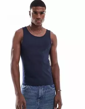 Футболка ASOS DESIGN muscle fit темно-синего цвета