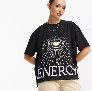 Футболка Asos Design Oversized Heavyweight In Sacred Energy Graphic, черный