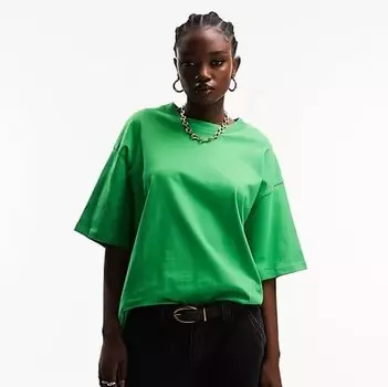 Футболка Asos Design Oversized Heavyweight With Side Splits, зеленый