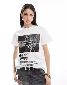 Футболка ASOS DESIGN прямого кроя белого цвета с графическим принтом Dead Pop Band