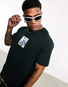 Футболка Asos Design Relaxed With Front Art Print, зеленый