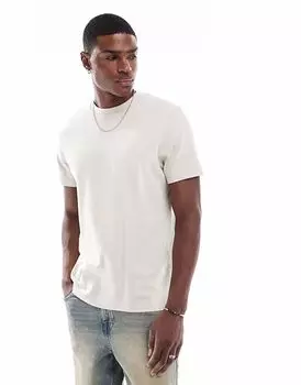 Футболка ASOS DESIGN с круглым вырезом и плотной отделкой в каменном цвете - STONE