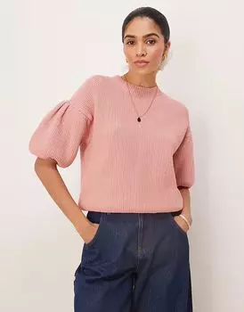 Футболка ASOS DESIGN с объемной вязкой розового цвета