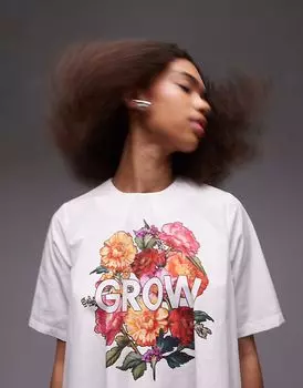 Футболка ASOS DESIGN с трапециевидным принтом белого цвета