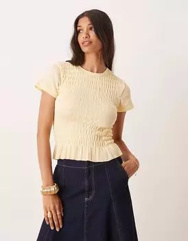 Футболка ASOS DESIGN с вафельным узором и сборками
