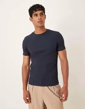 Футболка ASOS DESIGN Super Heavyweight Ribb Muscle Fit темно-синего цвета