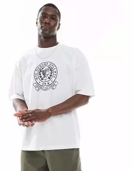 Футболка ASOS DESIGN свободного кроя с принтом эпохи Возрождения белого цвета