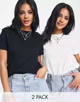 Футболка ASOS DESIGN Ultimate с круглым вырезом из смесового хлопка (2 шт.) SAVE в черно-белом цвете - МУЛЬТИ
