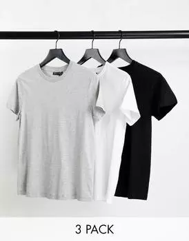 Футболка ASOS DESIGN Ultimate с круглым вырезом из смесового хлопка, 3 пары SAVE - MULTI