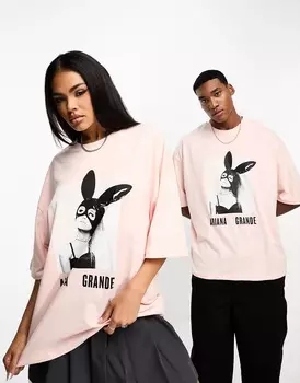 Футболка Asos Design Unisex Oversized Graphic With Ariana Grande Print, розовый