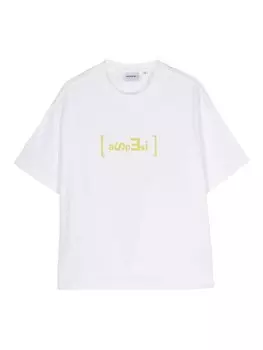 Футболка Aspesi Kids из хлопка с прорезиненным логотипом, белый