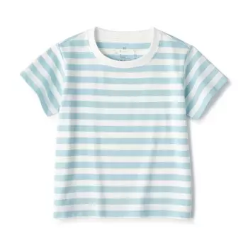 Футболка Atamasurut с круглым вырезом и короткими рукавами (для малышей) MUJI, светло-зеленая граница