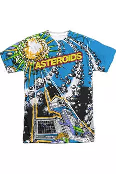 Футболка Atari Asteroids All Over с коротким рукавом для взрослых из полиэстера Gildan, белый