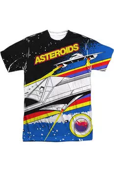 Футболка Atari Asteroids Arcade с коротким рукавом для взрослых из полиэстера Gildan, белый