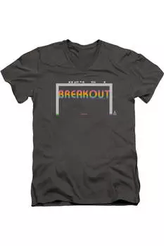 Футболка Atari Breakout 2600 с коротким рукавом и V-образным вырезом для взрослых из хлопка премиум-класса Gildan, цвет charcoal
