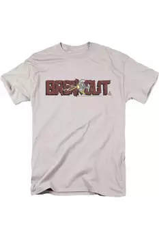 Футболка Atari Breakout с коротким рукавом и эффектом потертости для взрослых Gildan, серебряный