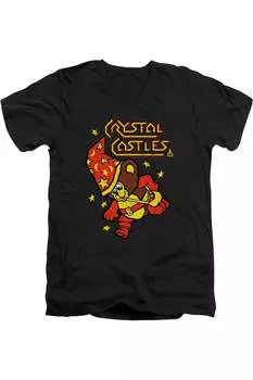 Футболка Atari Crystal Bear с коротким рукавом и V-образным вырезом для взрослых из хлопка премиум-класса Gildan, черный