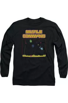 Футболка Atari Missle Screen с длинным рукавом для взрослых Gildan, черный