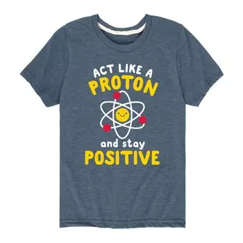Футболка Atom для мальчиков 8–20 лет «Действуй как протон, оставайся позитивным» Licensed Character, синий