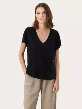 Футболка axelines из льняной смеси с v-образнымвырезом Part Two, черный
