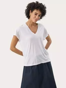 Футболка axelines из льняной смеси с v-образнымвырезом Part Two, цвет Bright White