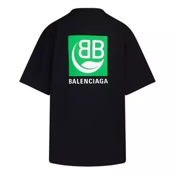 Футболка b environmental friendly green alphabet logo printing short sleeve black Balenciaga, черный
